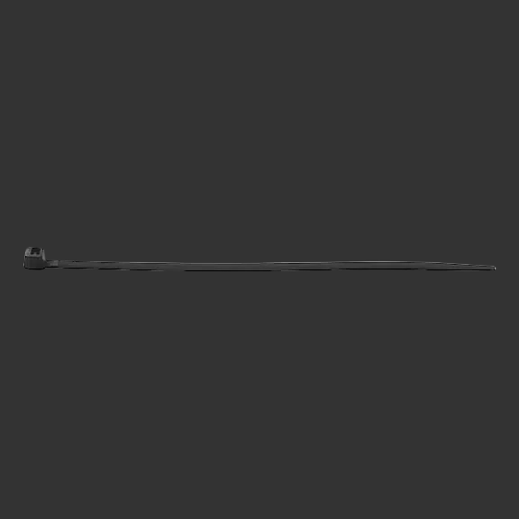 Black cable tie on a white background