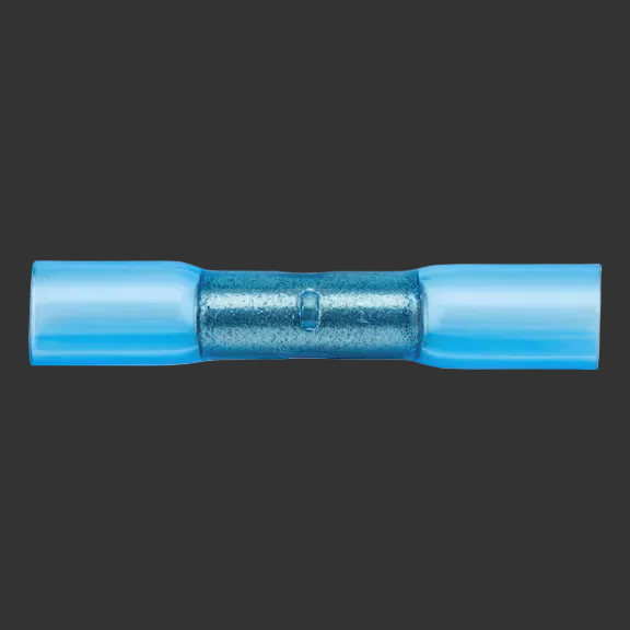 Blue wire connector on a white background