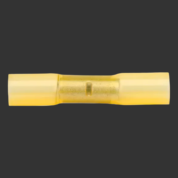 Gold-colored cylindrical object on a white background