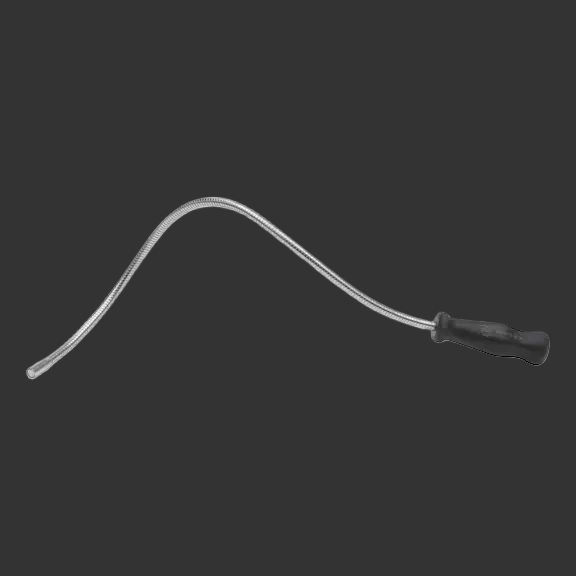 Metal tool with a black handle on a white background