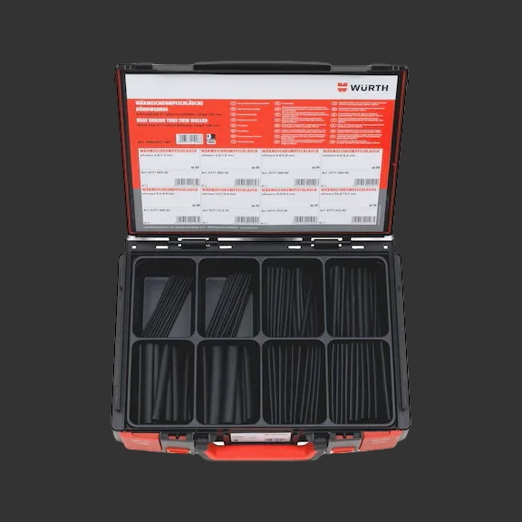 Tool case with compartments and Wurth branding on a white background