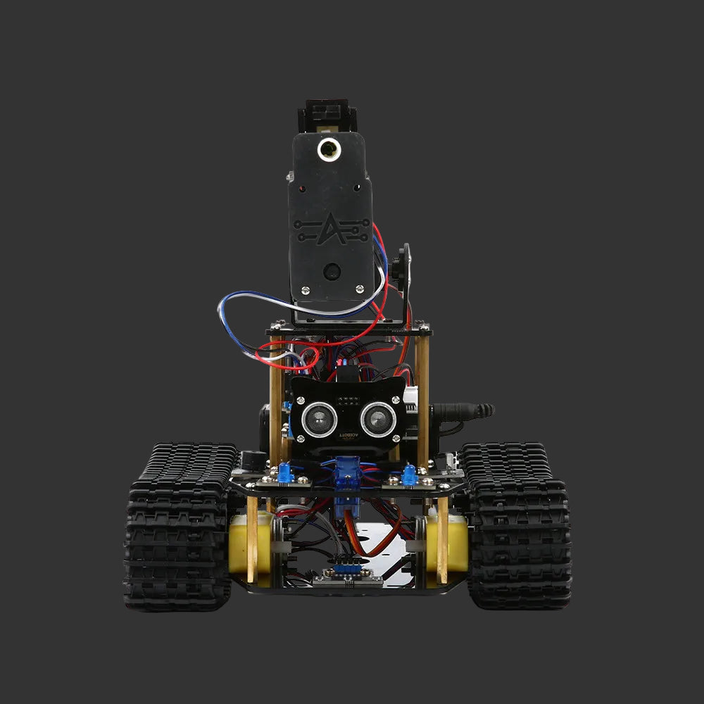 Robot chassis with electronic components on a white background