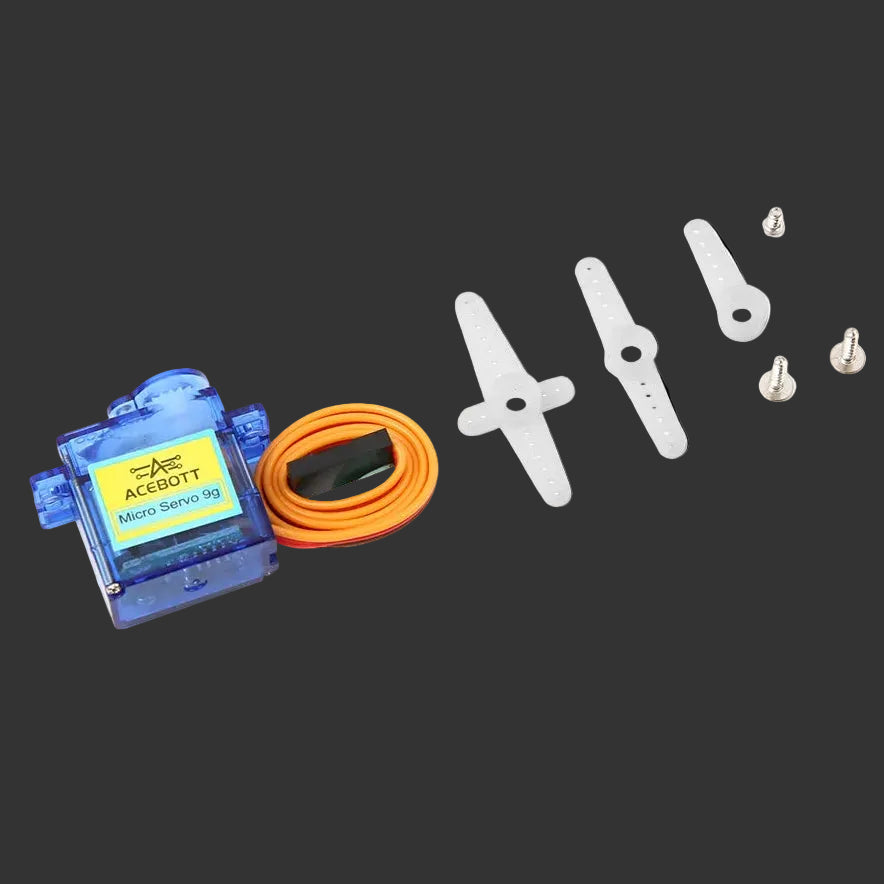 ACEBOTT micro stepper motor with accessories on a white background