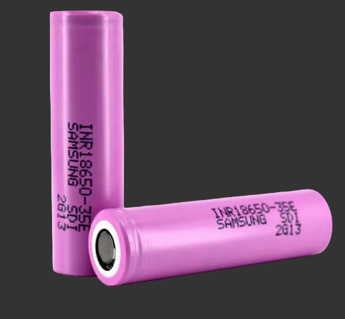 Two pink Samsung batteries on a white background