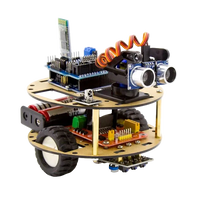 Small robot chassis with electronic components on a white background